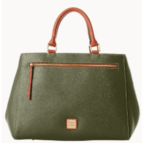 Dooney & Bourke Pebble Grain Zip Satchel Leather Structured MSRP$478 R1930 Green - Picture 1 of 16
